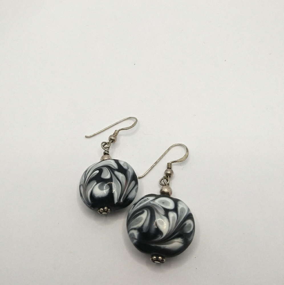 Black & White Glass Bead Earrings